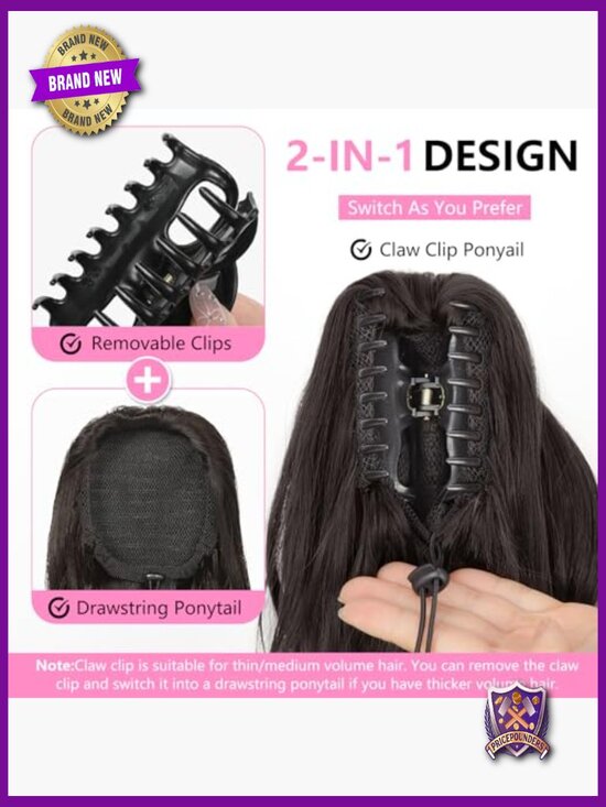 24 Inch Claw Clip Ponytail Extension Long Curly Wavy Hairpiece for Women main image 4